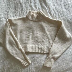 Wilfred Cropped Cream Turtleneck Sweater